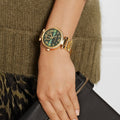 Michael Kors Skylar Green Dial Gold Steel Strap Watch for Women - MK6065