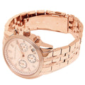 Michael Kors Ritz Chronograph Rose Gold Dial Rose Gold Steel Strap Watch for Women - MK6077