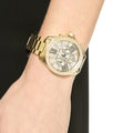 Michael Kors Wren Chronograph Crystal Pave Gold Dial Gold Steel Strap Watch for Women - MK6095