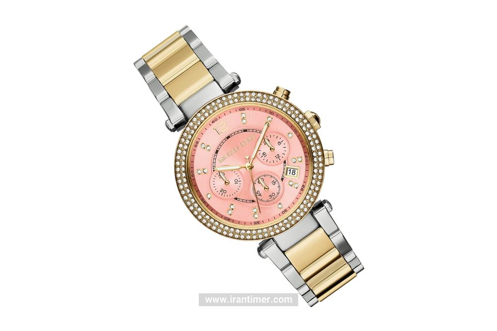 Michael Kors Parker Pink Dial Two Tone Steel Strap Watch for Women - MK6140