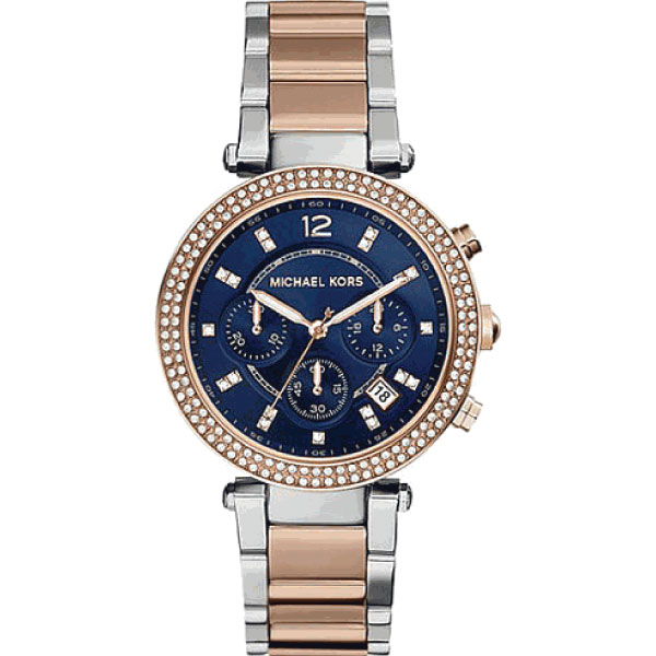 Michael Kors Parker Blue Dial Two Tone Steel Strap Watch for Women - MK6141