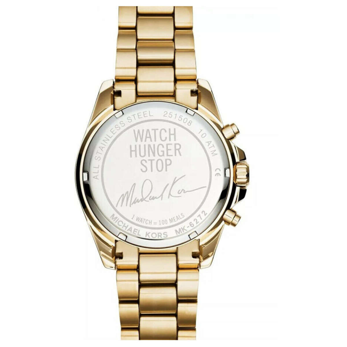 Michael Kors Bradshaw Stop Hunger Black Gold Dial Gold Steel Strap Watch for Women - MK6272