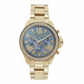 Michael Kors Wren Blue Dial with Diamonds Gold Steel Strap Watch for Women - MK6291