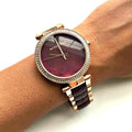 Michael Kors Parker Maroon Dial Two Tone Steel Strap Watch for Women - MK6412