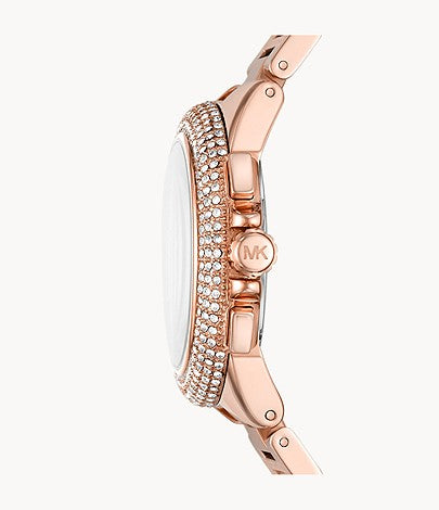 Michael Kors Kerry Purple Dial Rose Gold Stainless Steel Strap Watch for Women - MK3482