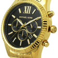 Michael Kors Lexington Chronograph Black Dial Gold Steel Strap Watch for Men - MK8286