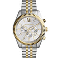 Michael Kors Lexington Silver Dial Two Tone Steel Strap Watch for Men - MK8344