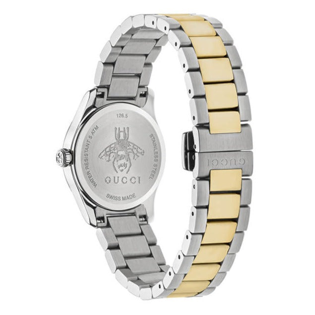 Gucci G Timeless Quartz Mother of Pearl Blue Dial Two Tone Steel Strap Watch For Women - YA1265011