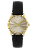 Gucci G Timeless Quartz Silver Dial Black Leather Strap Watch For Women - YA1265023