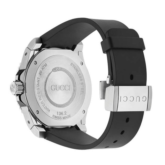 Gucci Dive Quartz Black Dial Black Rubber Strap Watch For Men - YA136204