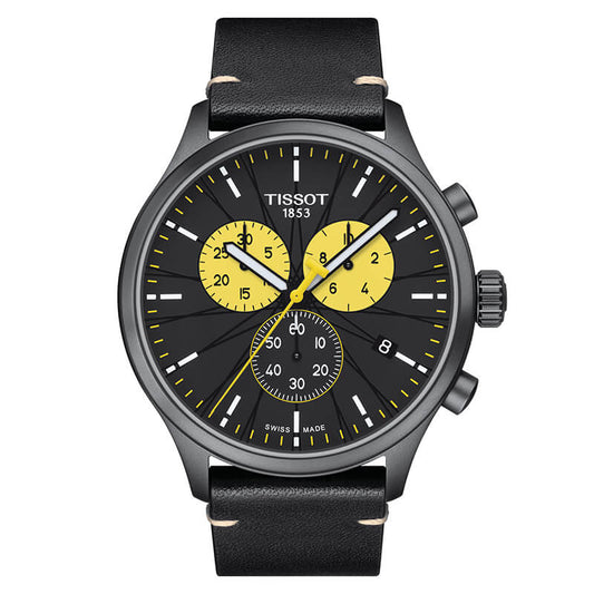 Tissot Chrono XL Tour De France Special Edition Black Dial Black Leather Strap Watch for Men - T116.617.36.051.11