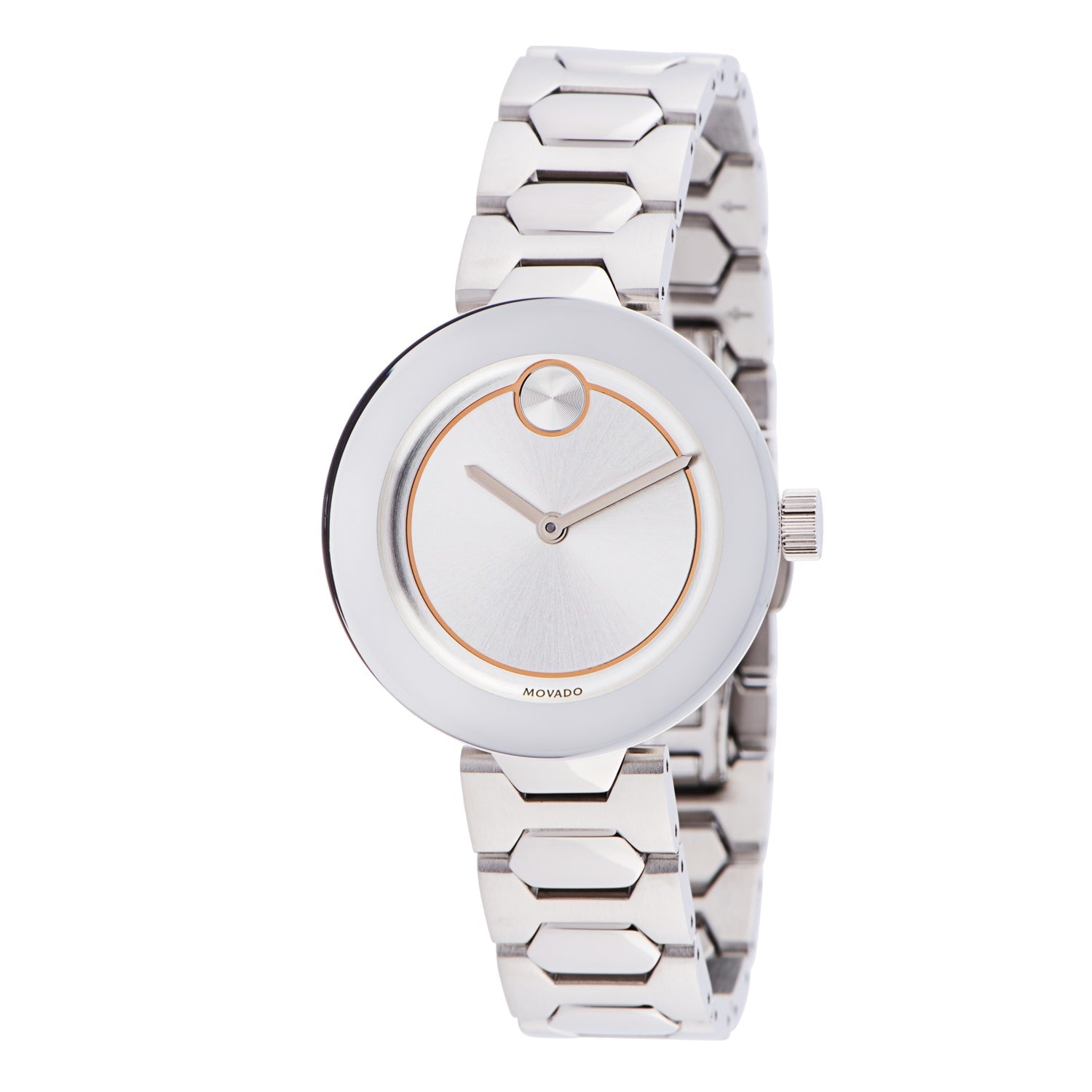 Movado Bold Silver Dial Silver Steel Strap Watch For Women - 3600381