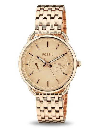 Fossil Tailor Rose Gold Dial Rose Gold Steel Strap Watch for Women - ES3713