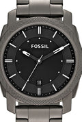 Fossil Machine Chronograph Black Dial Grey Steel Strap Watch for Men - FS4774