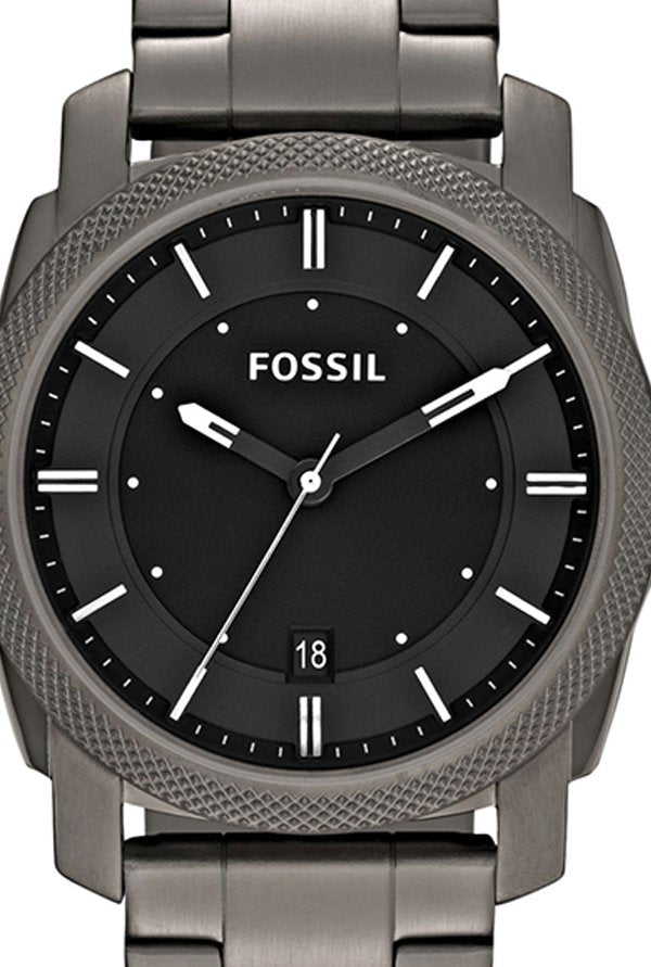 Fossil Machine Chronograph Black Dial Grey Steel Strap Watch for Men - FS4774