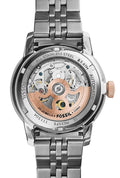 Fossil Townsman Skeleton Automatic White Dial Two Tone Steel Strap Watch for Men - ME3075