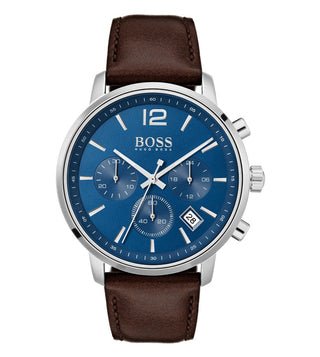 Hugo Boss Attitude Blue Dial Brown Leather Strap Watch for Men - 1513606