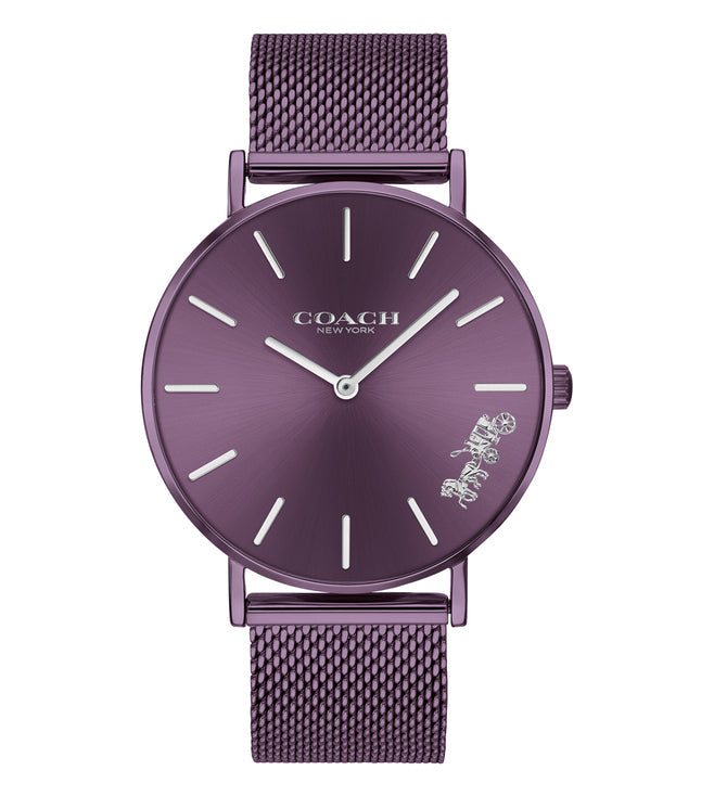 Coach Perry Purple Dial Purple Mesh Bracelet Watch for Women - 14503484