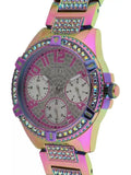 Guess Lady Frontier Diamonds Silver Dial Multicolor Steel Strap Watch for Women - GW0044L1