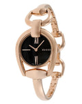 Gucci Horsebit Black Dial Rose Gold Steel Strap Watch For Women - YA139507