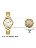 Guess Luna White Dial Gold Steel Strap Watch for Women - GW0308L2