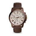 Fossil Grant Chronograph White Dial Brown Leather Strap Watch for Men - FS5344