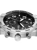 Fossil Bronson Chronograph Black Dial Silver Steel Strap Watch for Men - FS5710