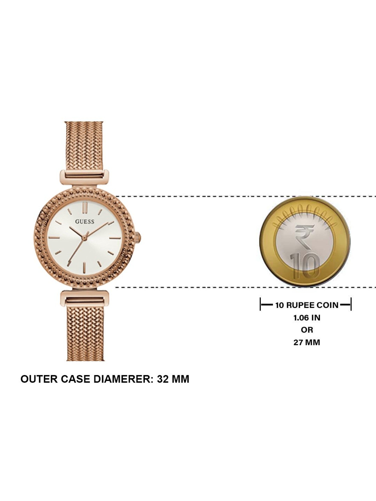 Guess Monroe Silver Dial Rose Gold Steel Strap Watch For Women - W1152L3