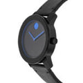 Movado Bold TR90 Black Dial Black Leather Strap Watch For Men - 3600307