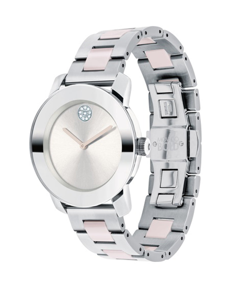 Movado Bold Silver Dial Two Tone Steel Strap Watch for Women - 3600702