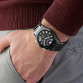 Emporio Armani Valente Chronograph Ceramic Black Dial Black Steel Strap Watch For Men - AR1400