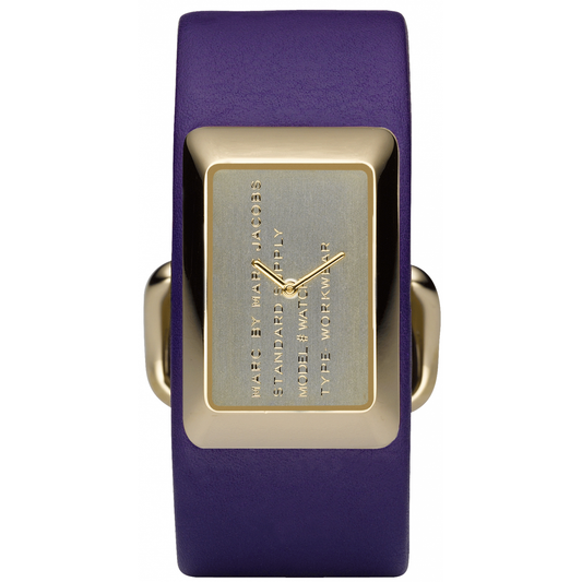 Marc Jacobs Champagne Dial Purple Leather Strap Watch for Women - MBM2044