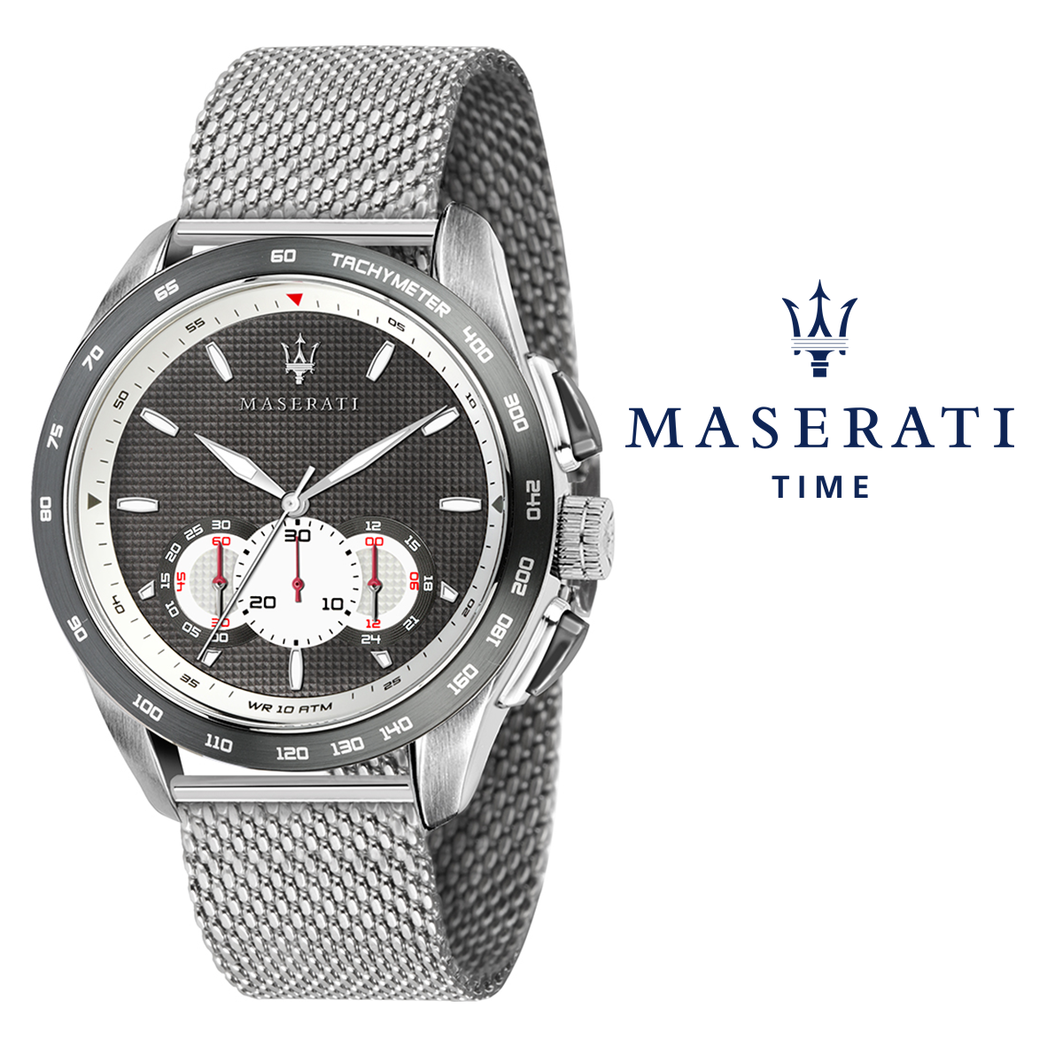 Maserati Traguardo Chronograph 45mm Black Dial Mesh Bracelet Watch For Men - R8873612008