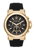 Michael Kors Dylan Chronograph Black Dial Black Rubber Strap Watch for Men - MK8445