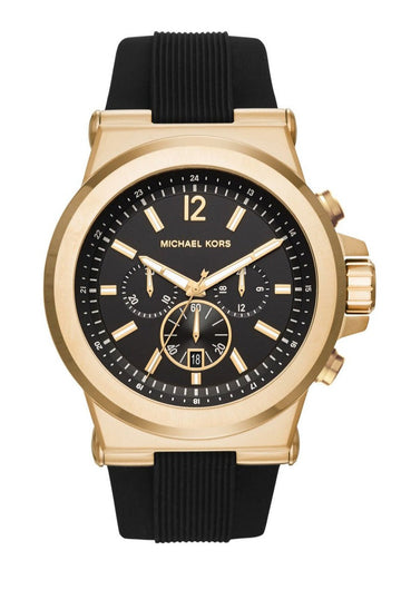 Michael Kors Dylan Chronograph Black Dial Black Rubber Strap Watch for Men - MK8445