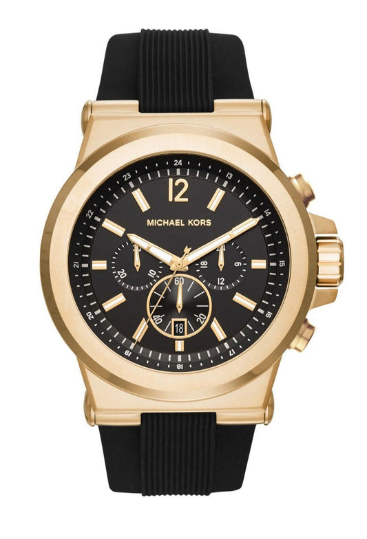 Michael Kors Dylan Chronograph Black Dial Black Rubber Strap Watch for Men - MK8445