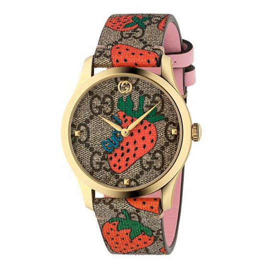 Gucci G Timeless Brown Dial Brown Leather Strap Watch For Women - YA1264133
