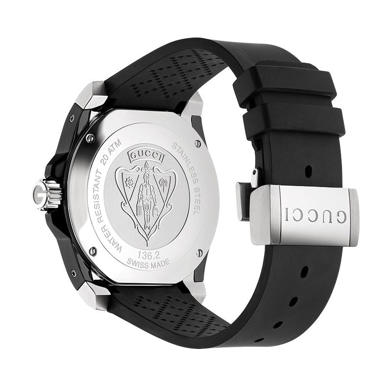 Gucci Dive Quartz Black Dial Black Rubber Strap Watch For Men - YA136204