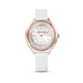 Swarovski Crystalline Aura Crystals Silver Dial White Leather Strap Watch for Women - 5519453