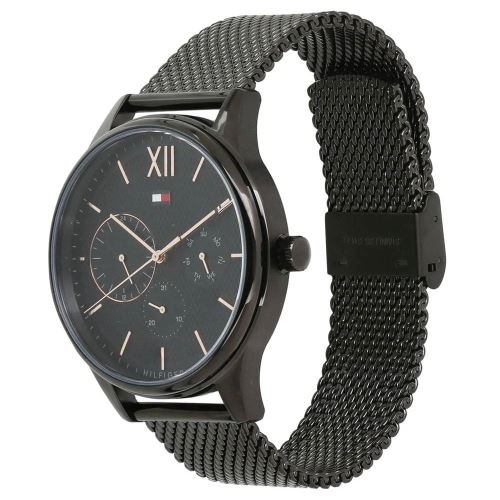 Tommy Hilfiger Damon Quartz Black Dial Black Mesh Bracelet Watch for Men - 1791420