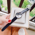Movado Ultra Slim Black Dial Black Leather Strap Watch For Women - 0607090