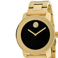 Movado Bold Black Dial Gold Steel Strap Unisex Watch - 3600397