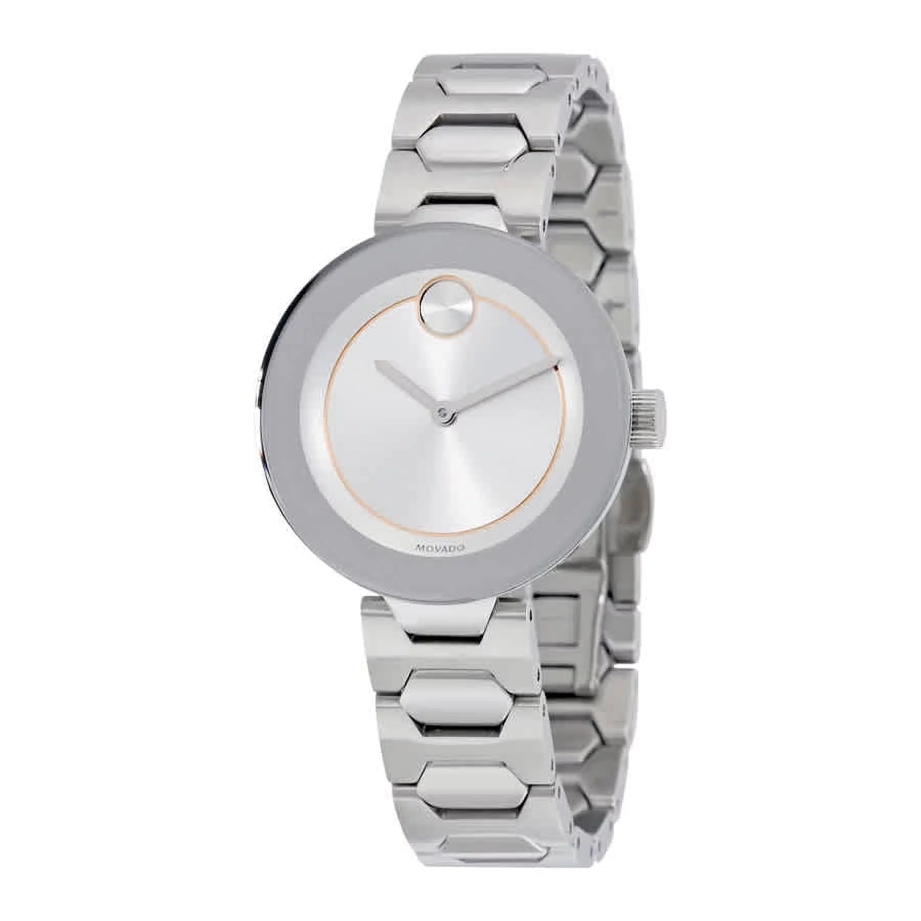 Movado Bold Silver Dial Silver Steel Strap Watch For Women - 3600381