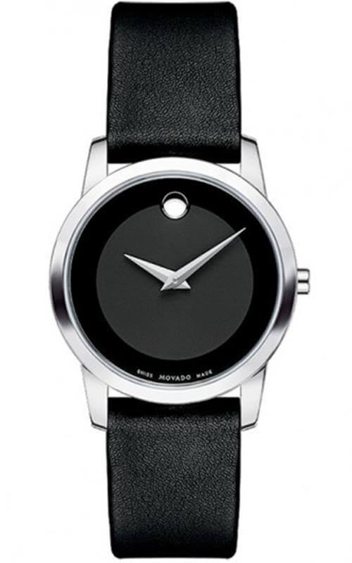 Movado Museum Classic Black Dial Leather Strap 28mm Watch For Women - 0606503