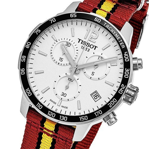 Tissot Quickster Chronograph NBA Miami Heat Edition White Dial Two Tone NATO Strap Watch for Men - T095.417.17.037.08