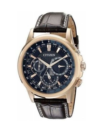 Citizen Eco Drive Calendrier Black Dial Brown Leather StrapWatch For Men - BU2023-12E