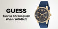 Guess Sunrise Blue Dial with Diamonds Blue Rubber Strap Watch For Women - W0616L2