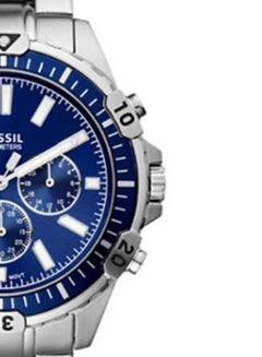 Fossil Garrett Chronograph Blue Dial Silver Steel Strap Watch for Men - FS5623