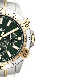 Fossil Garrett Chronograph Green Dial Two Tone Steel Strap Watch for Men - FS5622