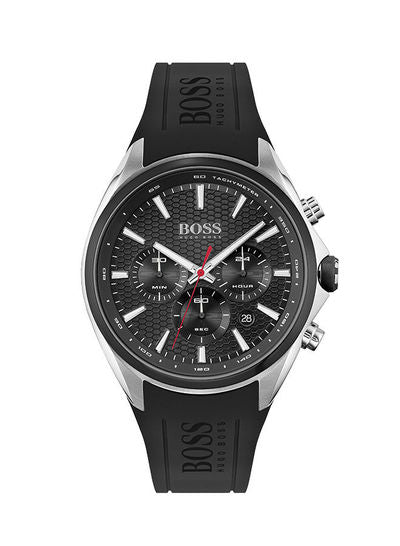 Hugo Boss Distinct Black Dial Black Rubber Strap Watch for Men - 1513855